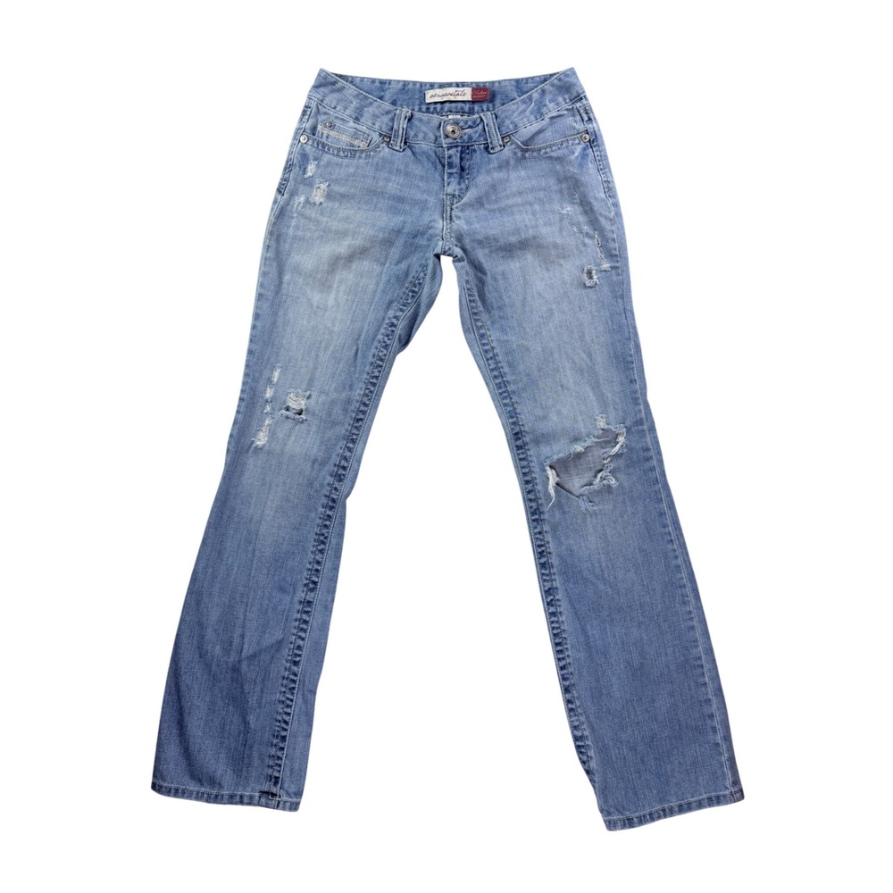 Womens 5/6 Aeropostale Jeans Cotton Distressed Chelsea Bootcut Blue Y2K Vintage